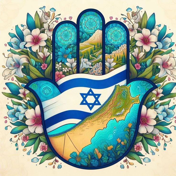 Am Israel Chai, Hamsa, Star of David,jewish design, jewish wall decor, jewish print, hebrew print, hebrew art, jewish art, hebrew.jpg